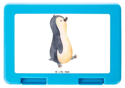 Produktbild von Mr. & Mrs. Panda Bentobox Pinguin marschieren - Weiß - Geschenk, Schwester, Stolz, Lebensmittel Aufbewahrungsbox, Familie, Lunchbox, Snackbox, Bruder, Vorratsbehälter