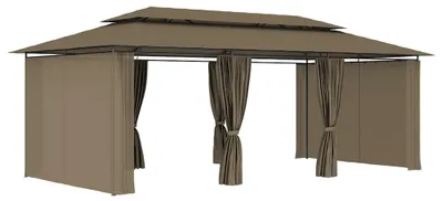 Produktbild von vidaXL Pavillon mit Vorhängen 600x298x270 cm Taupe 180 g/m²