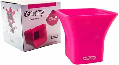 A pink Camry CR 1142 Bluetooth speaker and its packaging are displayed against a white background.
