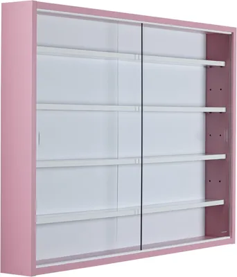 Image de Pinkruby citrine vitrine, 2 portes coulissantes rose, blanc.