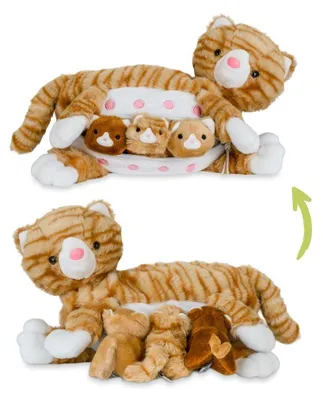 Image de Maman chat avec deux petits chatons, peluche