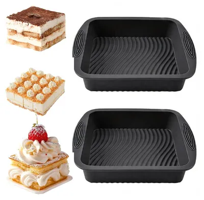 2er Set Silikon-Backform, rechteckig, 24 cm, antihaftbeschichtet