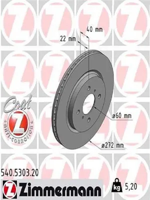 Produktbild von 2x ZIMMERMANN Bremsscheibe 540.5303.20 für SUZUKI SWIFT IV (FZ NZ) 40mm 5 2kg