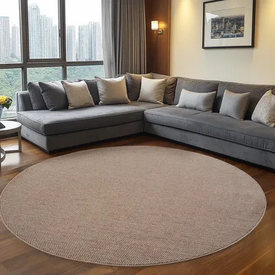 Immagine prodotto di Teppium Tappeto Soggiorno Tinta Unita Bouclé Anelli Stile Scandi Robusto Morbido per Camera da Letto, Dimensioni: 80 cm Rund