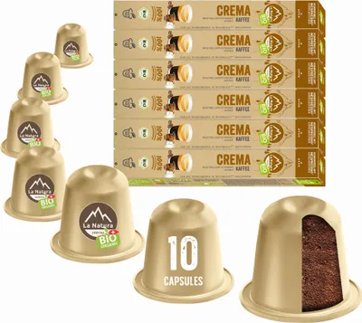 Obrázok produktu pre Crema Coffee - 60 kávových kapsúl | La Natura Lifestyle Organic 306g|| Kompatibilné s Nespresso®*³