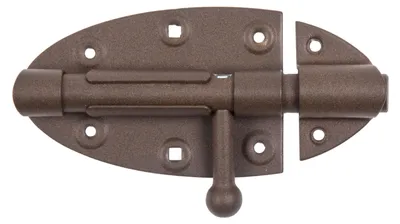 Produktbild von Alberts DURAVIS® Bolzenriegel | mit rundem Griff | rostbraun duplexbeschichtet | Platte 112 x 72 | Bolzen-Ø 16 mm