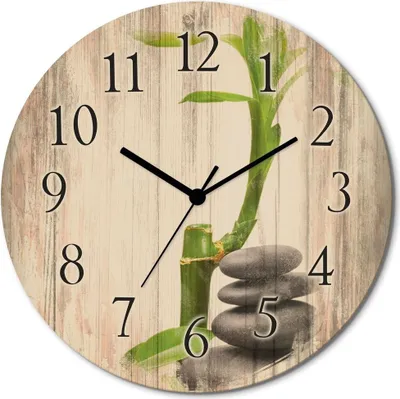 Produktbild von ARTland Holz Wanduhr Quarzuhr - schwarzer Zeiger Spa Konzept Basaltsteine Größe: 30x30 cm