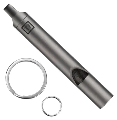 Obrázek produktu pro Tитаnová nouzová píšťalka, 2 kusy, s 4 kroužky na klíče, vhodná pro outdoorové aktivity a bezpečnost