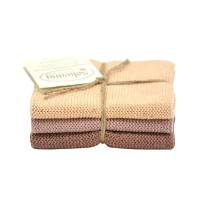Produktbild von Solwang Wischtuch BRAUN KOMBI gestrickt 3er Set Spültuch Küchentuch Putztuch