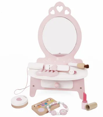Zdjęcie produktu dla CLASSIC WORLD Drewniana Toaletka dla Dziewczynki z Lustrem + Prostownica 11 akc