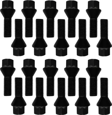 Immagine prodotto di 20x Bullone ruota M12x1,25 collare conico 60° nero 24 mm | chiave 17 mm compatibile con Ford KA II 08