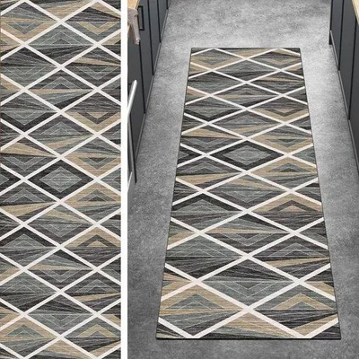 Productafbeelding van Famanu tapijttegels, antislip, wasbaar, 60 x 150 cm, lichtbruin, geruit