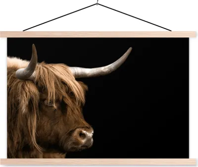 Produktbild von MuchoWow® Textilposter Schottisches Hochlandrind - Tiere - Kuh 60x40 cm mit holzfarbenen Rahmen - Bilder