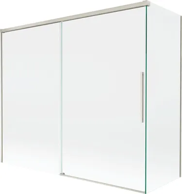 Produktbild von Mexen Rox Duschwand 2-flügelig schiebbar 180 + 80 x 150 cm, transparent, gebürstetes Nickel - 8C9-180-080-97-00
