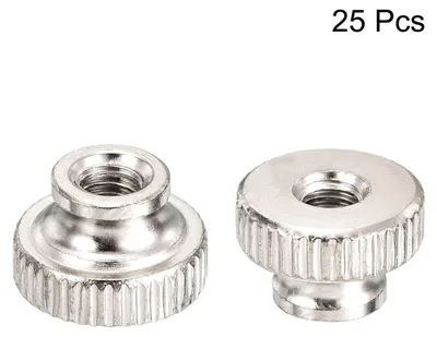 Produktbild von Ger?ndelte Daumenmutter, 25 Stš¹ck M4x0,7mm Eisen Runde Kn?pfe Befestigungselemente fš¹r 3D-Drucker Teile, Silberton