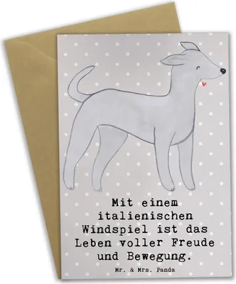 Produktbild von Mr. & Mrs. Panda Grußkarte Italienisches Windspiel Glück - Grau Pastell - Geschenk, Hunde, valentinstagskarte, osterkarten, Hunderassen Pflege, Vielfalt, Hunderasse