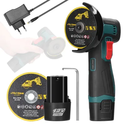 Obrázek produktu pro 3palcová elektrická úhlová bruska s kartáčovým motorem, multifunkční, přenosná, s dobíjecí baterií, pro řezání a leštění dlaždic, dřeva a kovu
