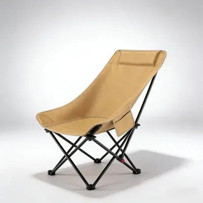 Image de Omgoods - Chaise de camping pliable avec dossier haut et coussin de tête réglable