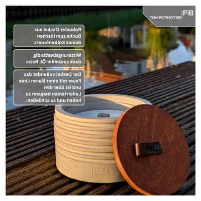 Produktbild von Kolbenfeuer | Wachsfresser | Outdoor-Kerzenfresser 14 cm aus hellgrauem Beton | Tischfeuer mit Dauerdocht | Kerzenwachs recyceln | handgefertigt | Lagerfeuer für Garten und Terrasse