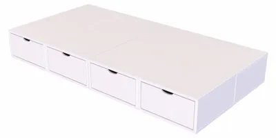 Productafbeelding van Bed met lades, 90x200 cm, kubusvormig - Wit