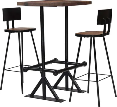 Produktbild von The Living Store Bar-Set 3-tlg. Altholz Massiv