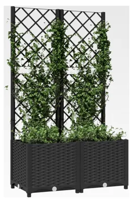 Produktbild von Gartenpflanzgefäß mit Spalier, Schwarz, PP, 80x40x136cm, für Terrasse und Garten