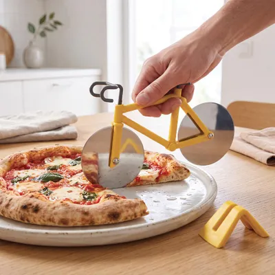 Zdjęcie produktu dla METALTEX 202726000 Zabawna kuchenna pizza na rowerze / Nóż do pizzy w kształcie roweru