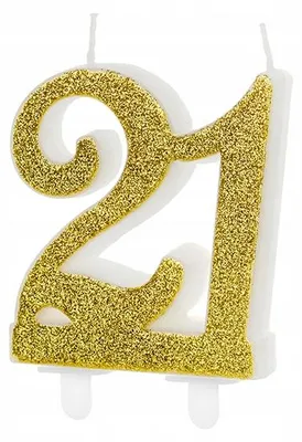 Produktbild von PartyDeco Kerze Zahl 21 Gold Glitzer Geburtstag