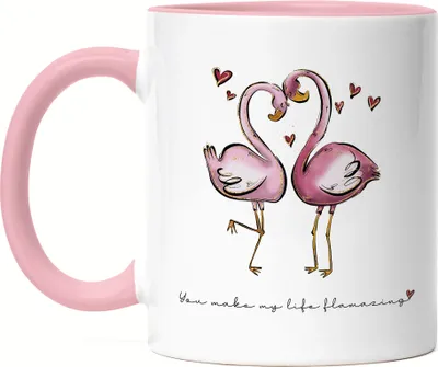Produktbild von Flamingo Fan Tasse Rosa Valentinstag Freundin Freund Süß Geschenkidee Paar Liebe Couple Jahrestag