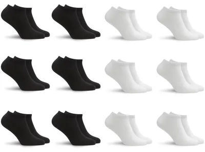 Produktbild von Sukats® Sneaker Socken, 12 Paar, Damen und Herren, 39-42, Weiß und Schwarz, Nahtlos, Knöchelsocken, Kurze Socken