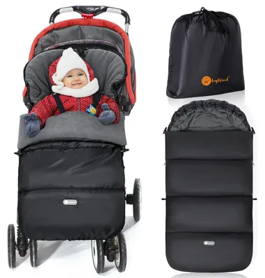 Obrázok produktu pre Fusak na kočík, univerzálny, čierno-sivý, sťahovacia šnúrka, pre kočík