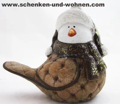 Produktbild von Keramik - Vogel braun/gold 13,7 x 10 x 16,3 cm