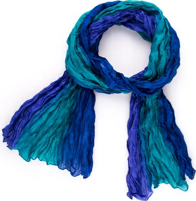Produktbild von Knitterschal Halstuch Schal XXL blau grün Farbverlauf Seide 180x90cm