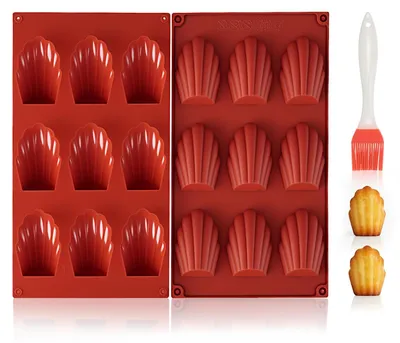 Produktbild von VINATO 2 Stück Silikon Madeleines Backform mit Backpinsel, Madeleine Silikonform