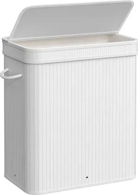 Produktbild von SONGMICS Wäschekorb mit Deckel, Bambus, Wäschesack herausnehmbar, 100 Liter