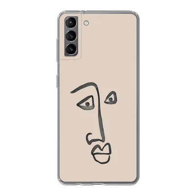 Produktbild von MuchoWow® Handyhülle Schutzhülle Hülle für Samsung Galaxy S21 Plus Gesicht - Rosa - Strichzeichnung Silikon Softcase Handy Hülle - Handy-Tasche