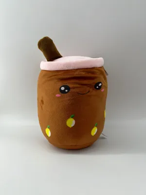 Produktbild von Bubble Tea Plüschtier Boba Kuscheltier Plüschpuppen Weiche Kuscheltier Tee Weiche Puppe Teetasse Kissen Kinderspielzeug (Braun-runde-Augen, 30 cm)