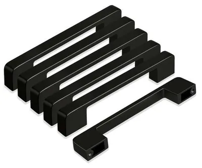 Produktbild von Unyqoos® 6er-Set schwarze Möbelgriffe – 128 mm Lochabstand, Zinklegierung für Schränke & Schubladen