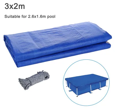 Obrázek produktu pro Obdélníková plachta na bazén 300 x 201 x 66 cm, ochranná plachta na bazén, odolná proti dešti a prachu, modrá