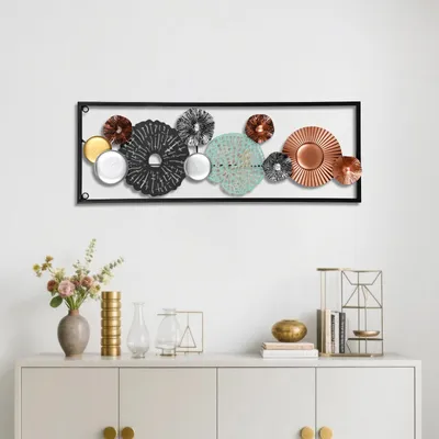 Metall-Wanddeko abstrakt geometrisch, 69,8x24,8 cm, 1 Stück