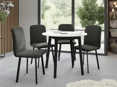 Immagine prodotto di Tavolo da pranzo rotondo piccolo 90 cm DIAMENT 2 - bianco / nero