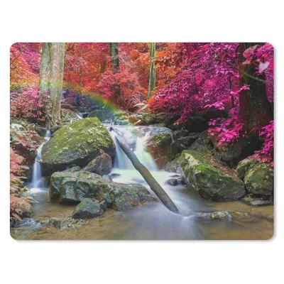 Produktbild von MuchoWow® Mauspad Mousepad Regenbogen - Wasserfall - Bäume - Steine - Moos 23x19 cm - Mousepads - Maus Mat - Pad - Mausunterlage - Schreibtischunterlage - Mauspad