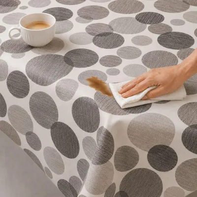 Produktbild von Wachstuch graue Kreise abwischbar 130 x 160 cm