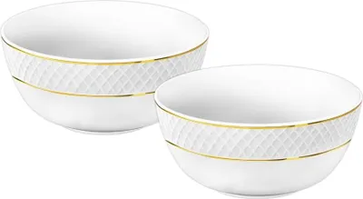 Image de Assiette Wilmax 12 cm, porcelaine blanche à bord doré, lot de 2 WL-880102366/A2