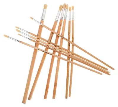 Produktbild von 11-teiliges Set professioneller Aquarellpinsel mit weichen, elastischen Rundborsten und langlebigen Holzgriffen für präzise Malerei