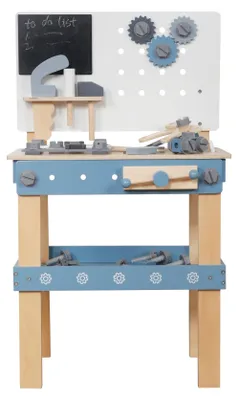 Immagine prodotto di Laboratorio per bambini in legno con utensili di GINGER HOME, colore blu, dimensioni 46 x 26 x 67 cm