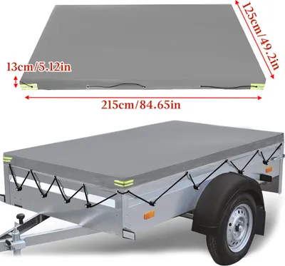Obrázok produktu pre Plachta na príves Plochá plachta s reflexným prúžkom, 215x125x13cm Sivá, kryt na príves pre 500kg/750kg príves