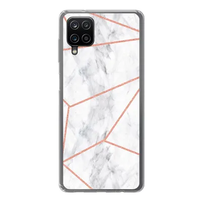 Produktbild von MuchoWow® Handyhülle Schutzhülle Hülle für Samsung Galaxy A12 Marmor - Roségold - Weiß Silikon Softcase Handy Hülle - Bild