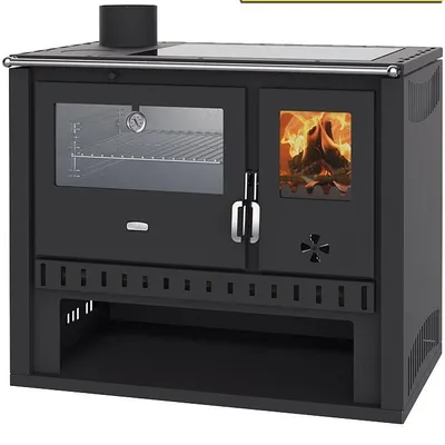 Obrázok produktu pre Prity GT FI G – drevený sporák, rúra z nehrdzavejúcej ocele, sklokeramická varná doska, 15 kW, čierna, ľavostranná