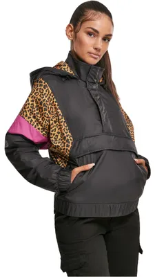 Obrázok produktu pre Urban Classics Dámska bunda AOP Mixed Pull Over Jacket black/leo - M